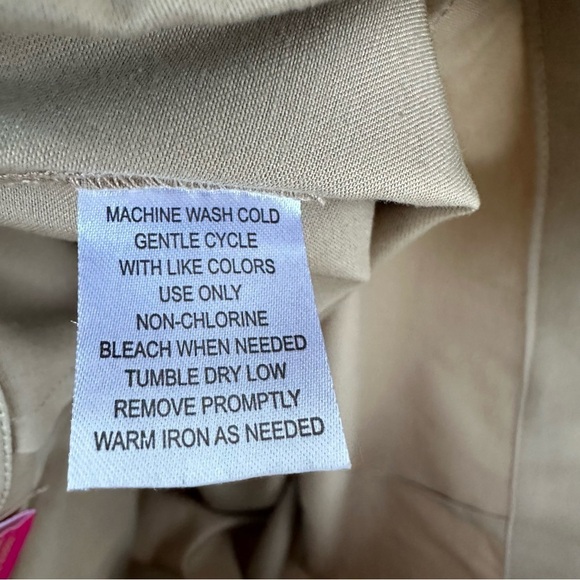 NWT Sunny Leigh Knee Length Zip Back Pencil Skirt Ruffle Hem Tan - Picture 8 of 10